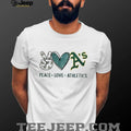 Oakland Athletics Peace Love Athletics Glitter Logo Baseball T Shirt