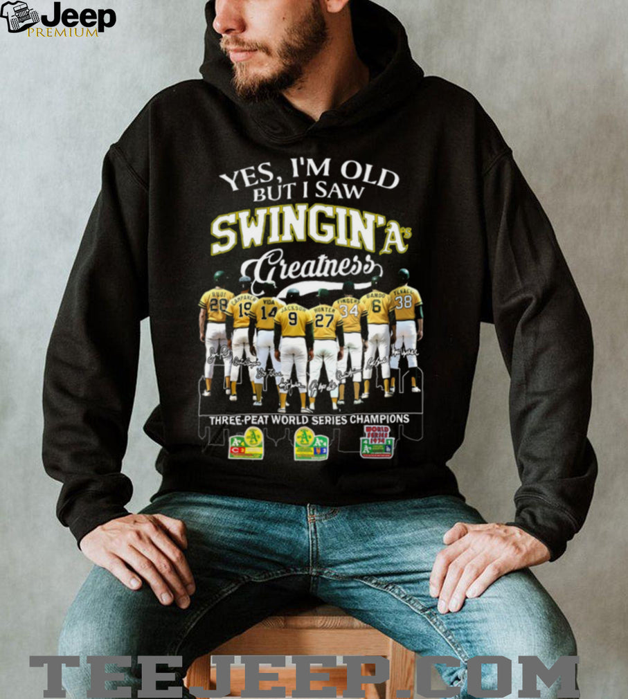 Oakland Athletics “Swingin’ A’s Greatness” Three Peat World Series T Shirt