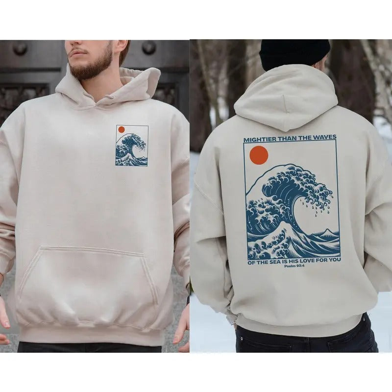 Ocean Men Christian Hoodie For Him Christian Apparel For Him Bible Verse Shirt Baptism Gift Church Apparel Trendy Christian Religious Faith