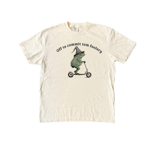 Off To Commit Tom Foolery Frog Tshirt, Silly Frog Lover Comfort Colors Shirt, Wizard Frog Shirt, Funny Meme Tshirt