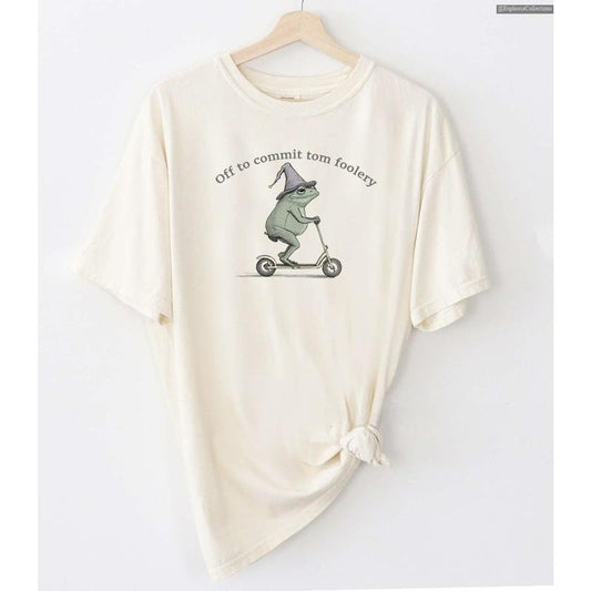 Off to Commit Tom Foolery Frog T-Shirt, Funny Weirdcore Cringe Sarcastic Meme Unique Tshirt Tee Adults Men Women , Global...
