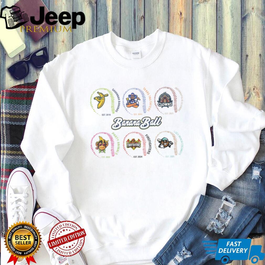 Banana Ball League Teams Logos Aesthetic Baseball T Shirt