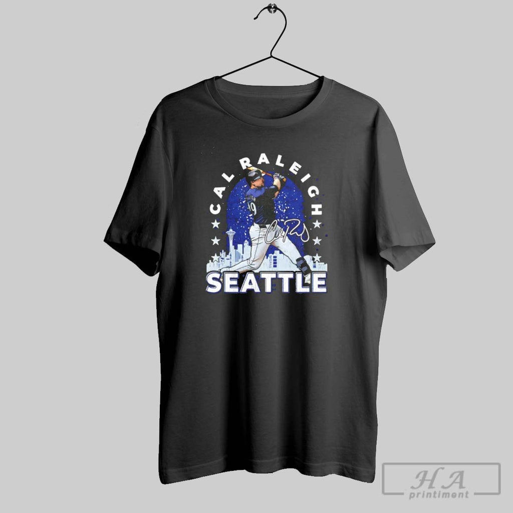 Official Cal Raleigh Seattle Mariners City Skyline Gritty