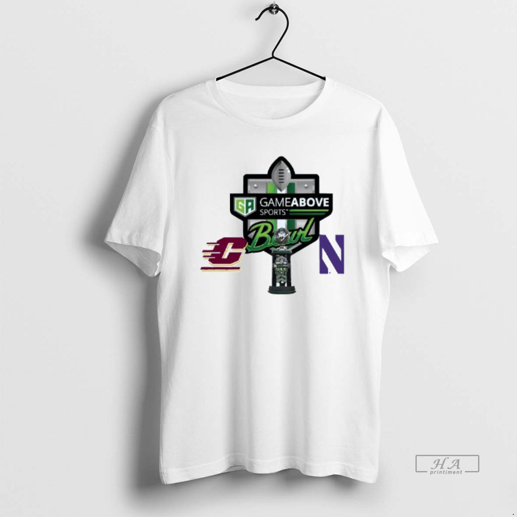Official Central Michigan Chippewas Vs Northwestern Wildcats 2025 Ga Game Above Sports Bowl Mens White