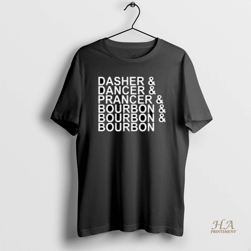 Official Dasher Dancer Prancer Bourbon Christmas Circle Black