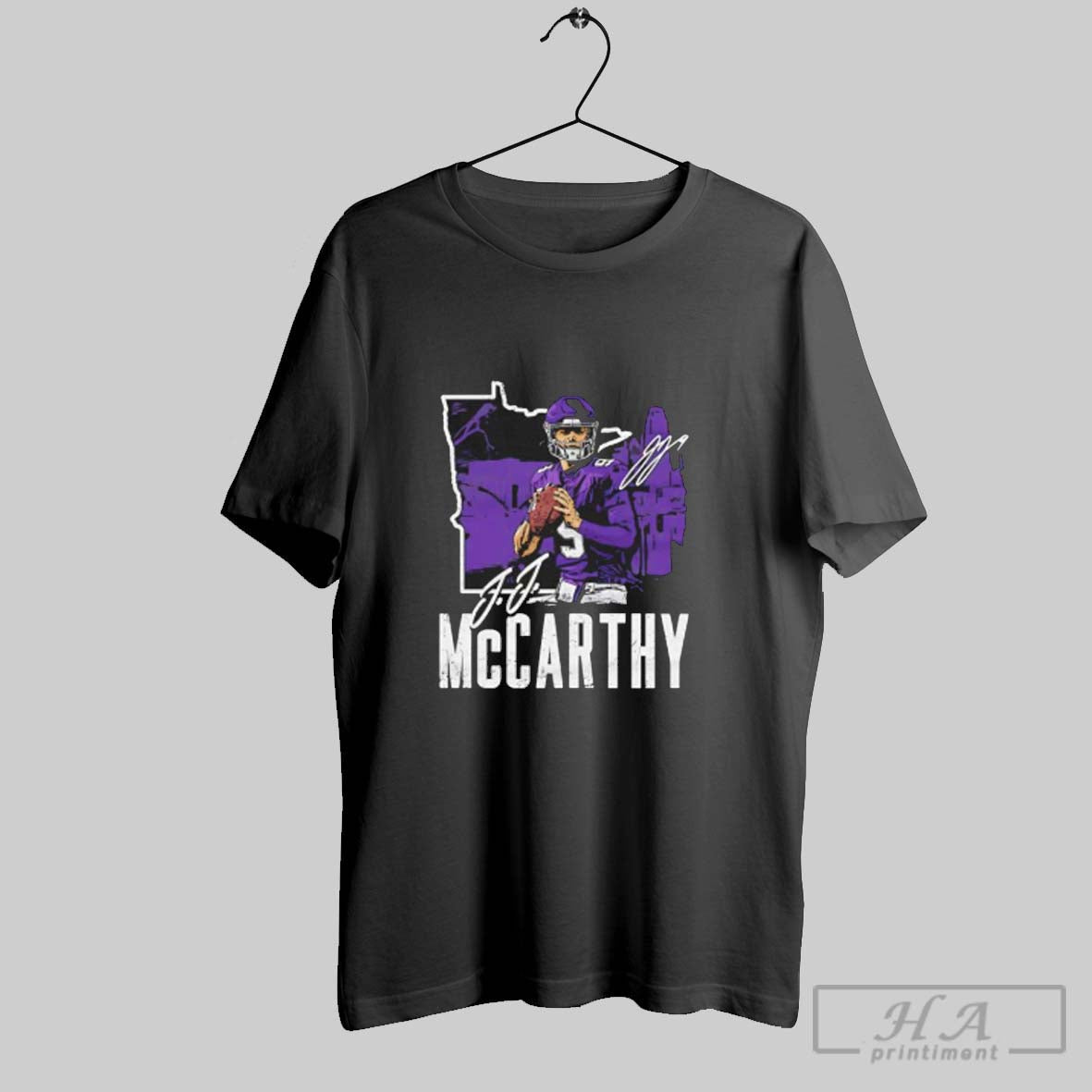 Official J J Mccarthy Minnesota Vikings 500 Level Charcoal Signature