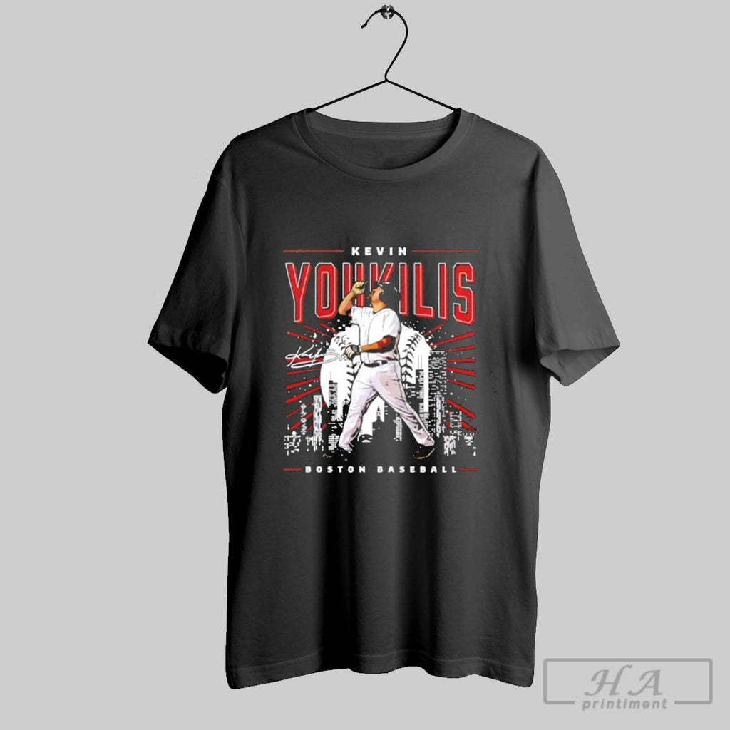 Official Kevin Youkilis Boston Red Sox City Skyline Gritty