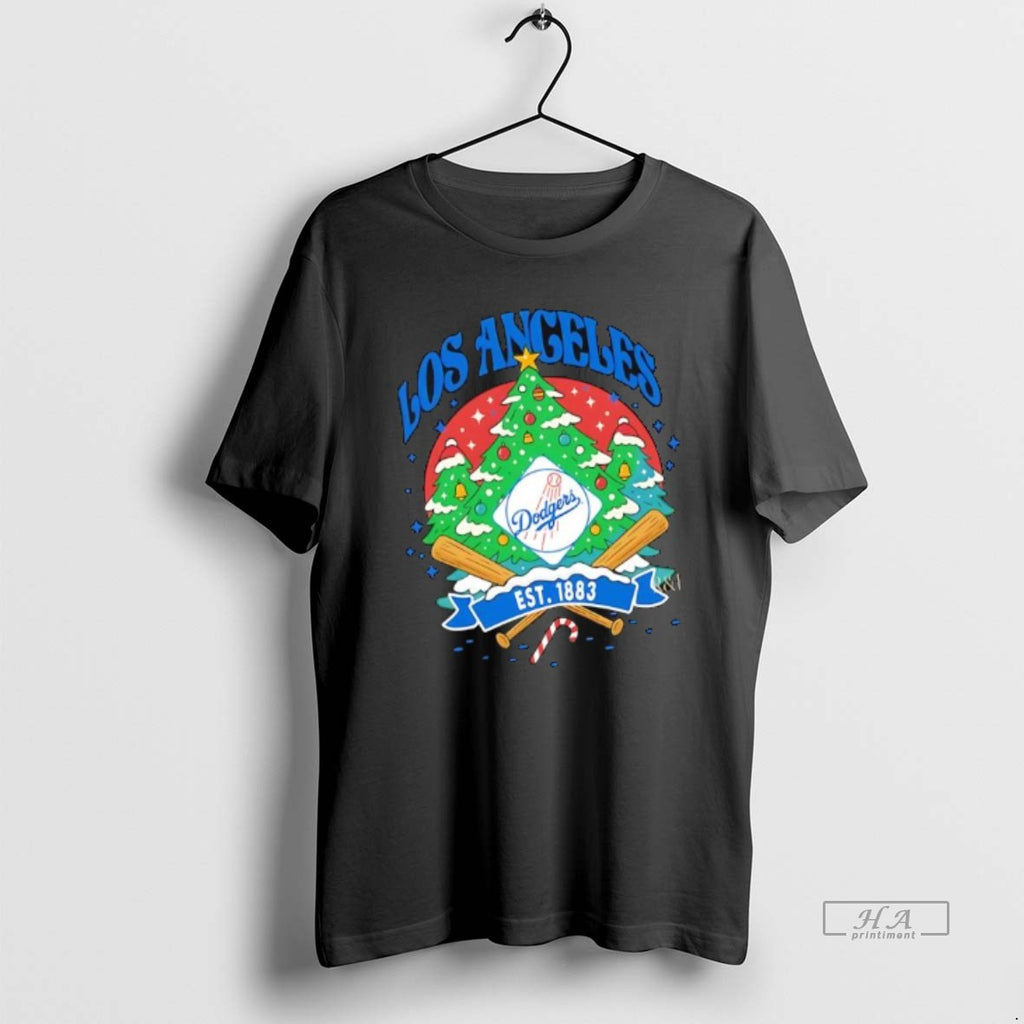 Official Los Angeles Dodgers Ugly Christmas Tree Motif Est 1883 Logo