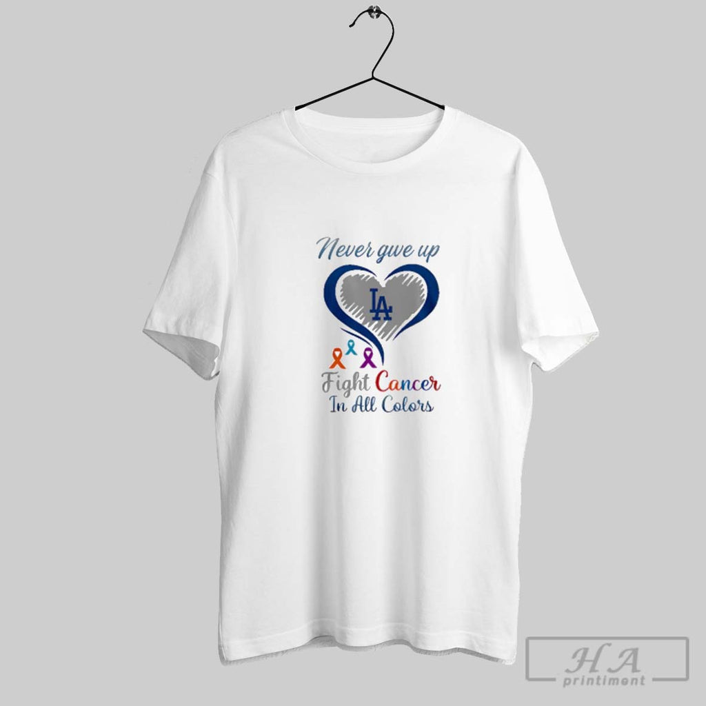 Official New York Dodgers Baseball Never Give Up Fight Cancer Night In All Colors Heart