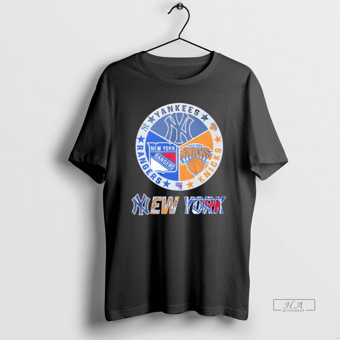 Official New York Yankees New York Rangers New York Knicks Mashup Logo