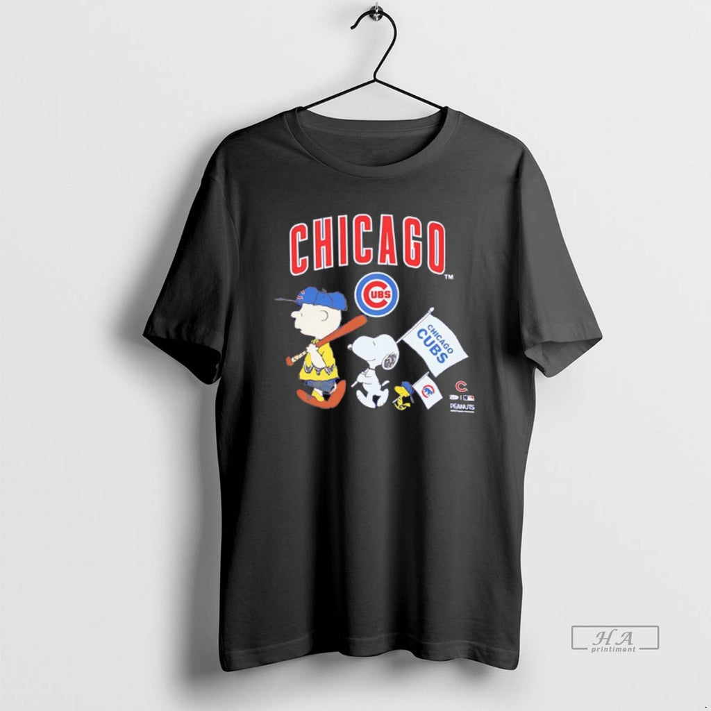 Official Peanuts Chracters Flag With Chicago Cubs Royal