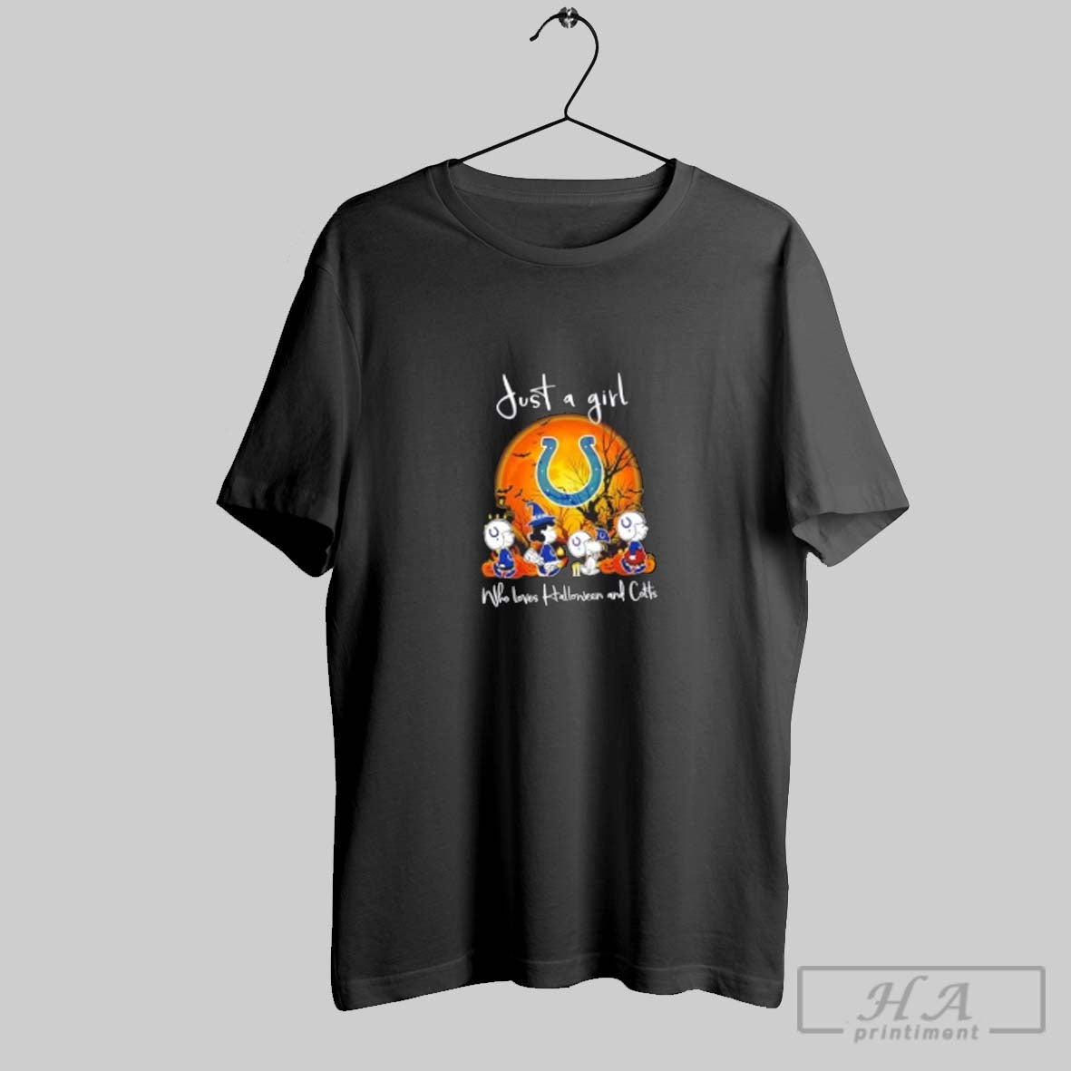 Official Peanuts Just A Girl Who Loves Halloween And Indianapolis Colts Football