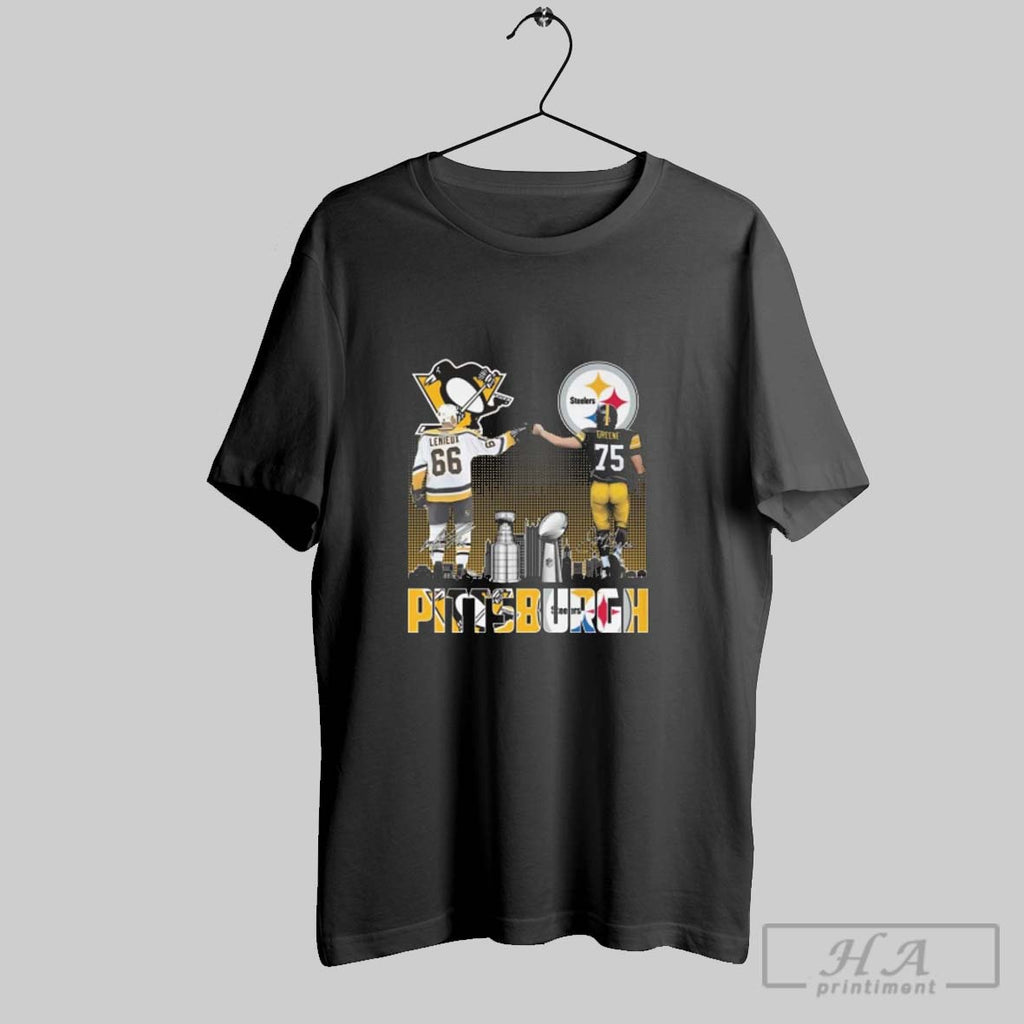 Official Pittsburgh Lemieux And Greene Skyline Signatures
