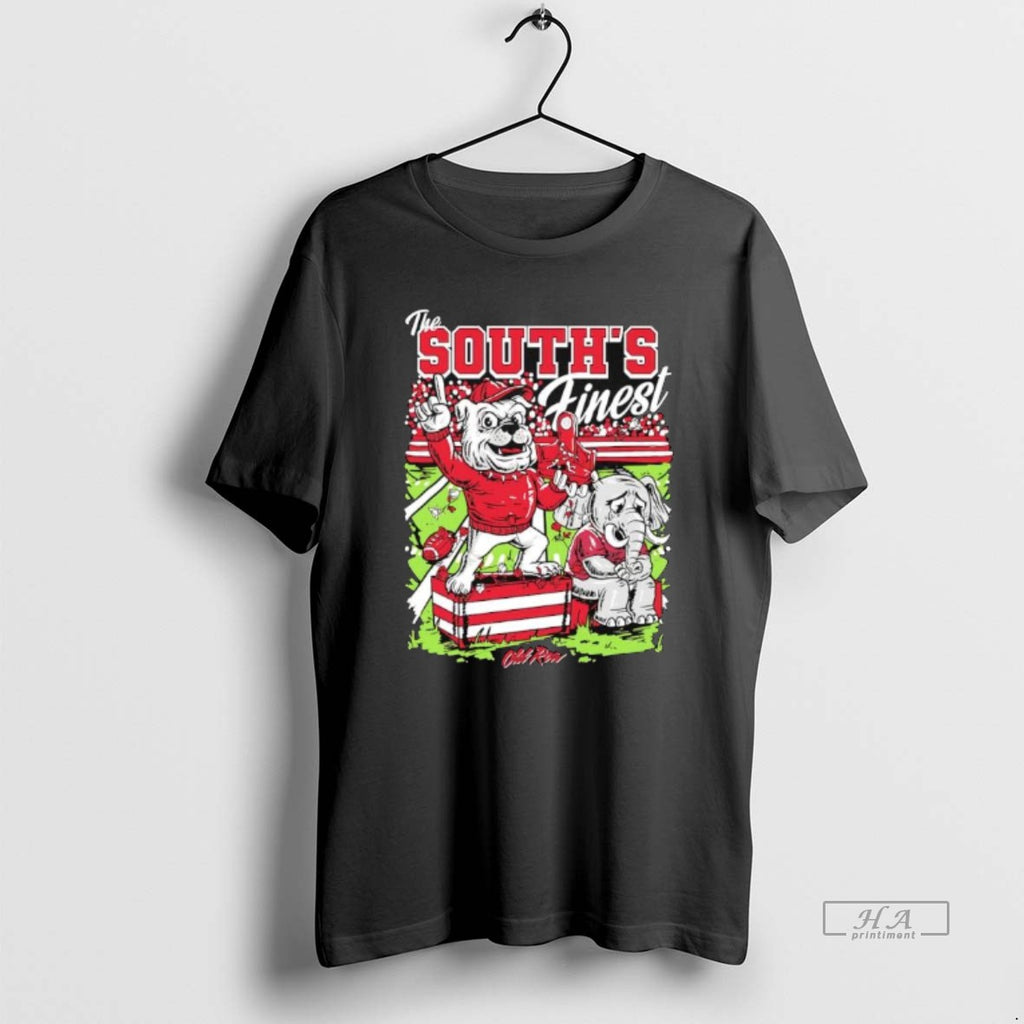 Official The Souths Finest Dawg Georgia Bulldogs Alabama Elephant Mascot Graphic