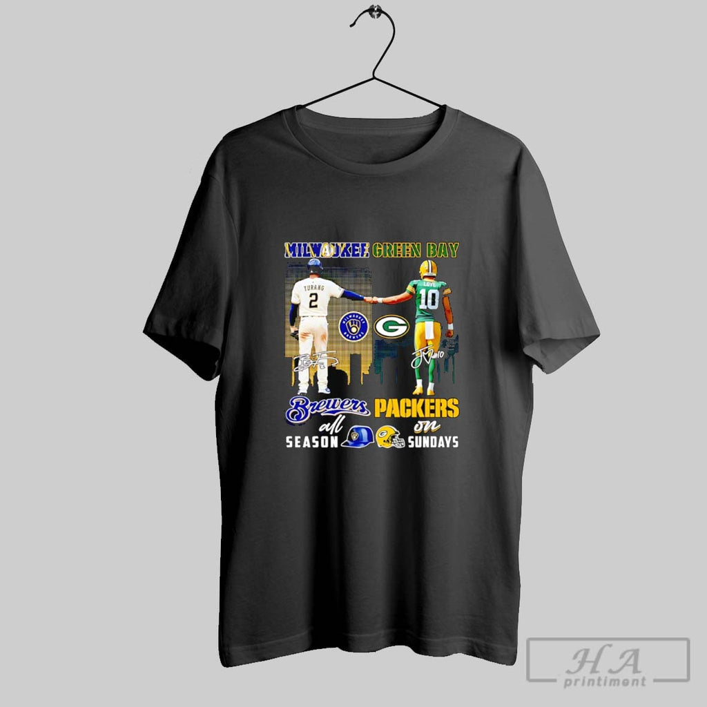 Official Turang And Love Milwaukee Brewers All Season Green Bay Packers On Sundays