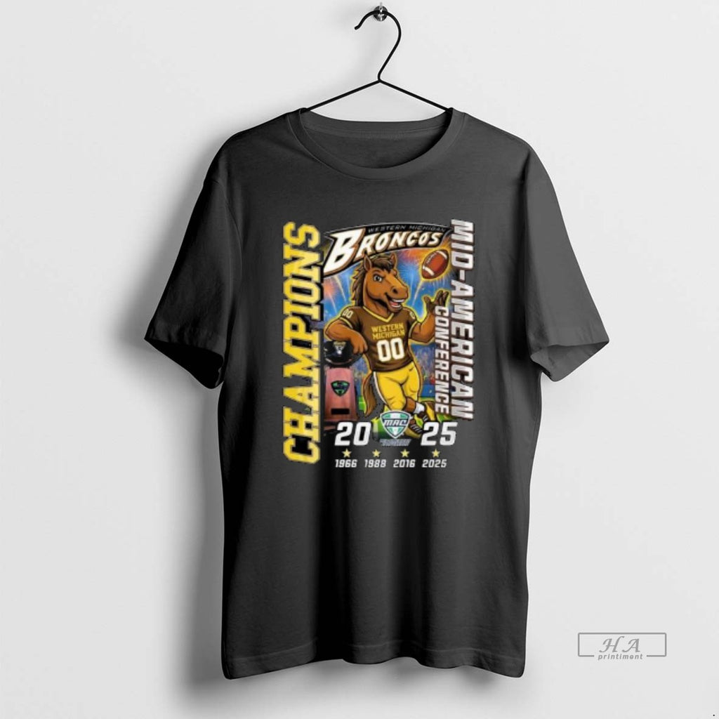 Official Western Michigan Broncos Champions Mid American Conference 1966 2025 Mascot Circle Black
