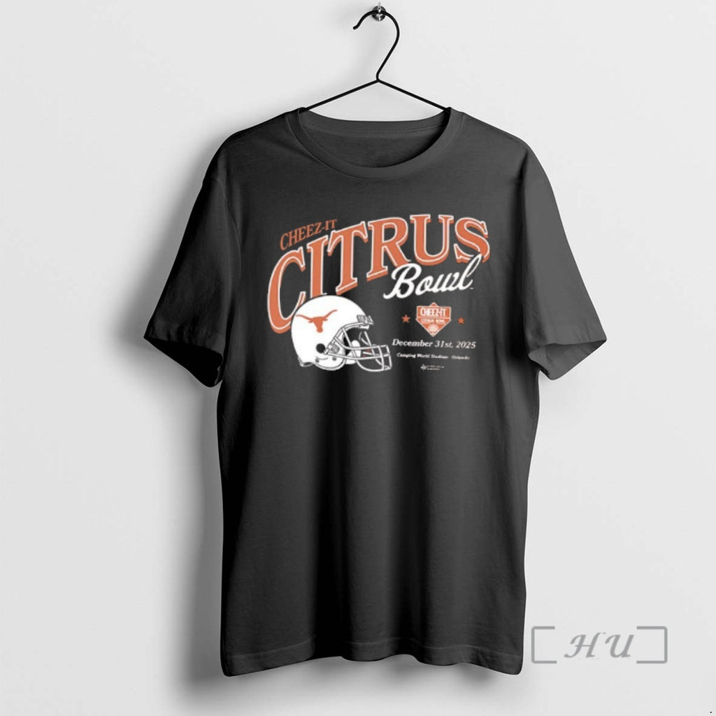 Officials 2025 Cheez It Citrus Bowl Texas Longhorns Helmet 2 Sided Premium T Shirts Sweater