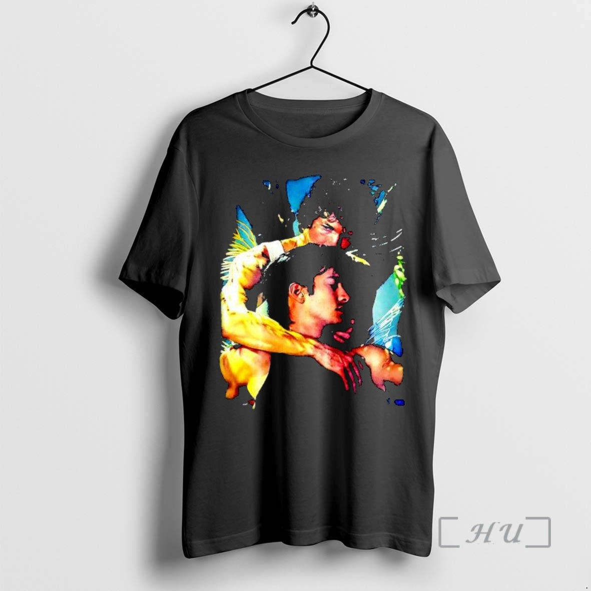 Officials Artistic Portrait Two Men Embracing Under Water Lighting