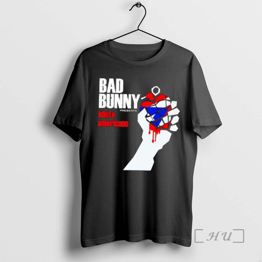 Officials Bad Bunny American Idiot Puerto Rico Flag Grenade Hand T-Shirts, Hoodie, Sweatshirt | WearSparks.com