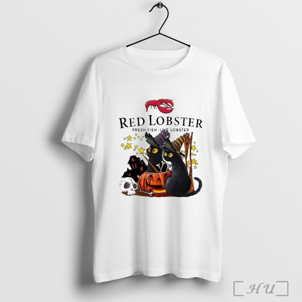 Officials Black Cat Red Lobster Halloween T Shirt