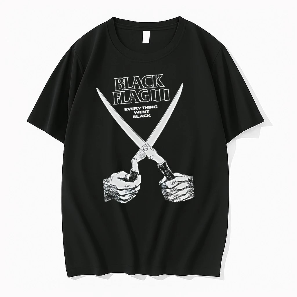 Officials Black Flag Everything Went Black Punk Rock Band Scissors Logo Music Tour