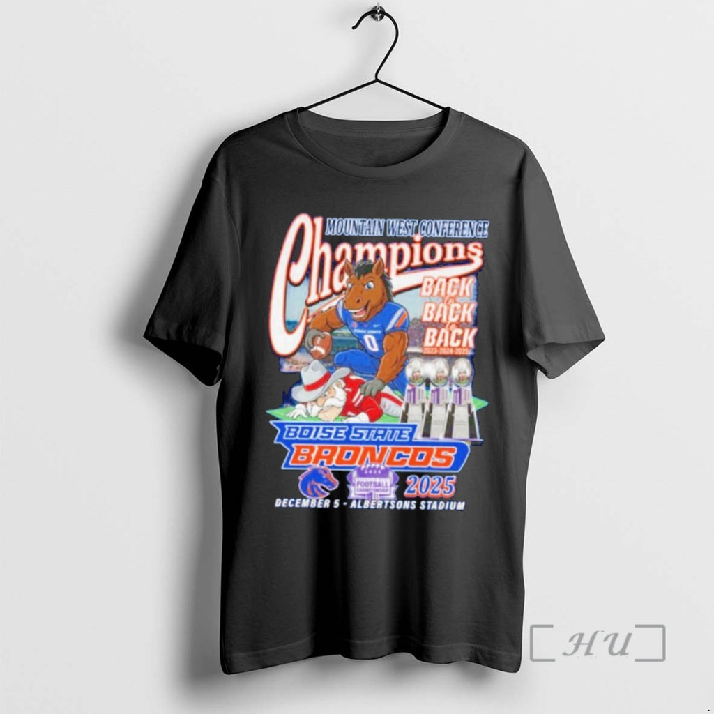 Officials Boise State Broncos Mountain West Conference Championship Back 2 Back 2025 Premium T Shirts