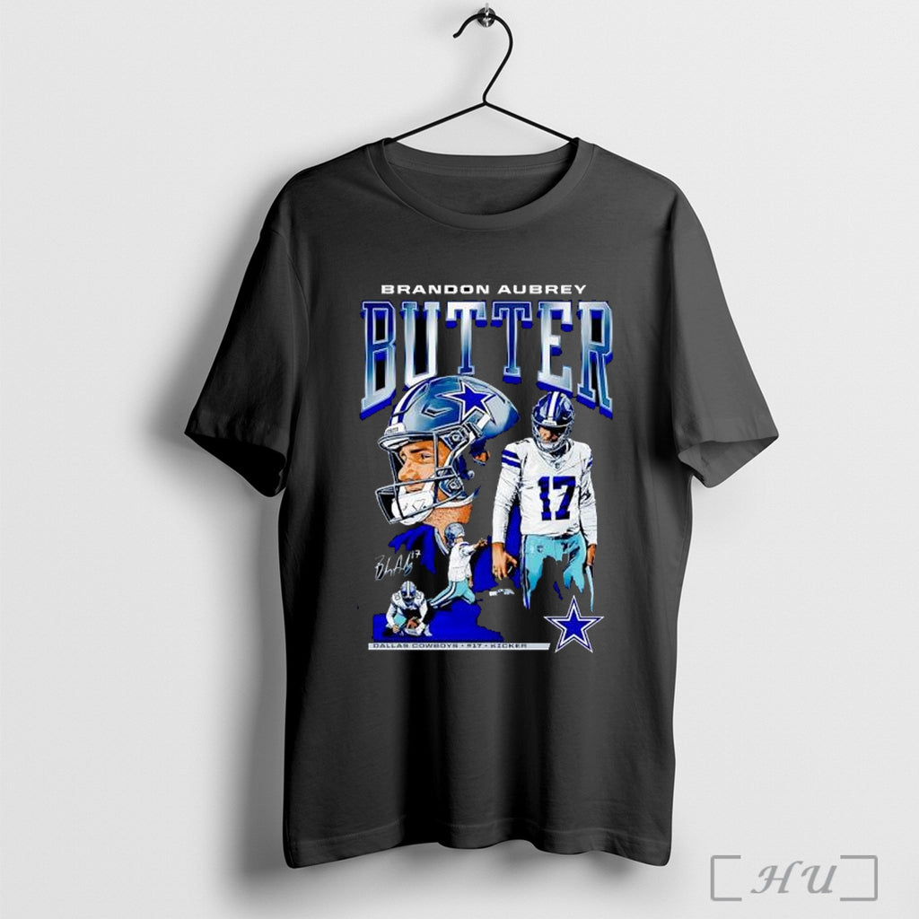 Officials Brandon Aubrey 17 Kicker Butter Dallas Cowboys T Shirt