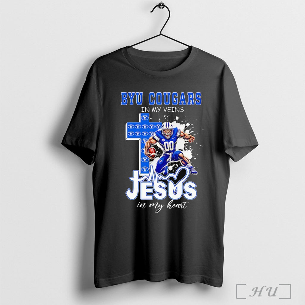 Officials Byu Cougars In My Veins Jesus In My Heart Mascot T Shirt