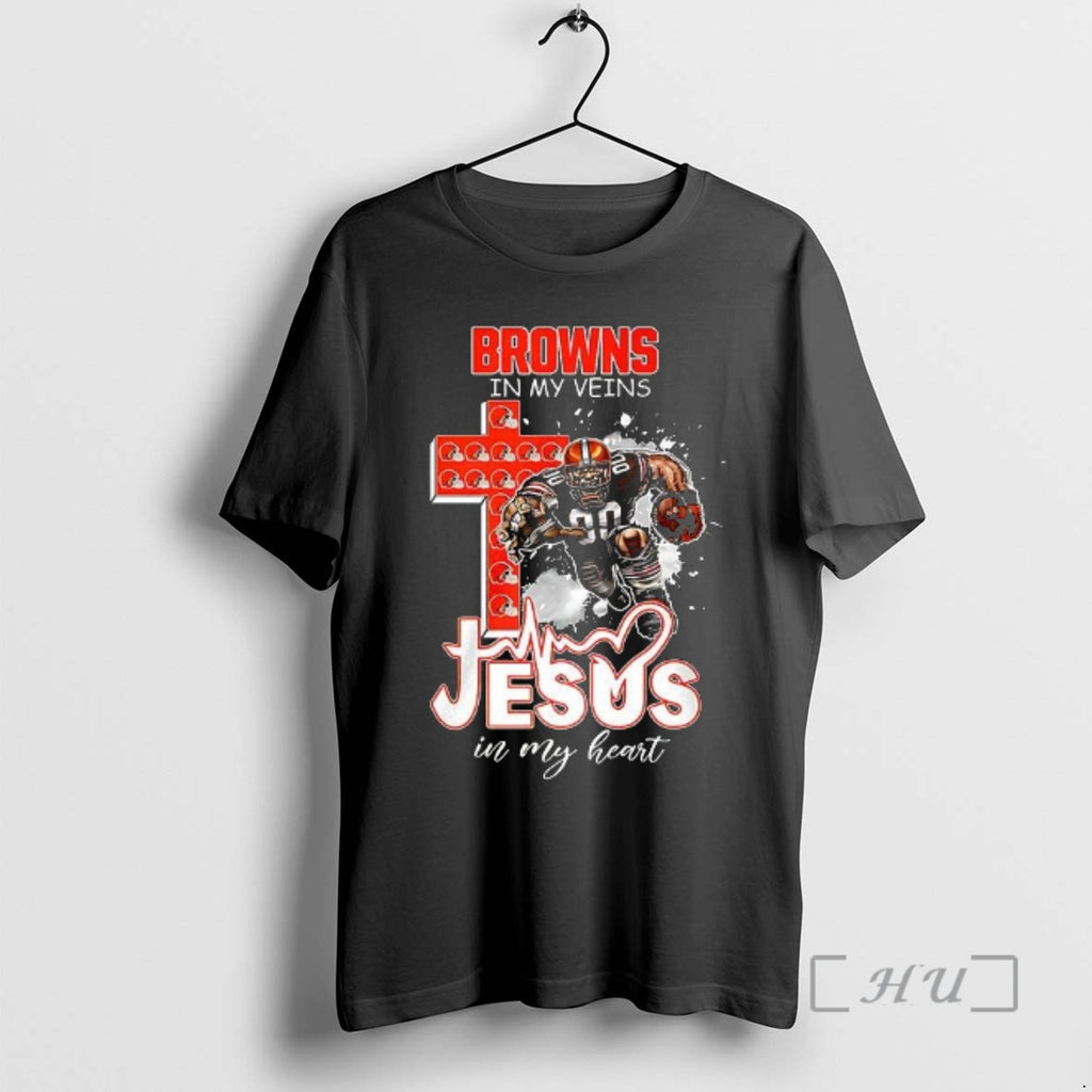 Officials Cleveland Browns In My Veins Jesus In My Heart Mascot Premium T Shirts Sweater