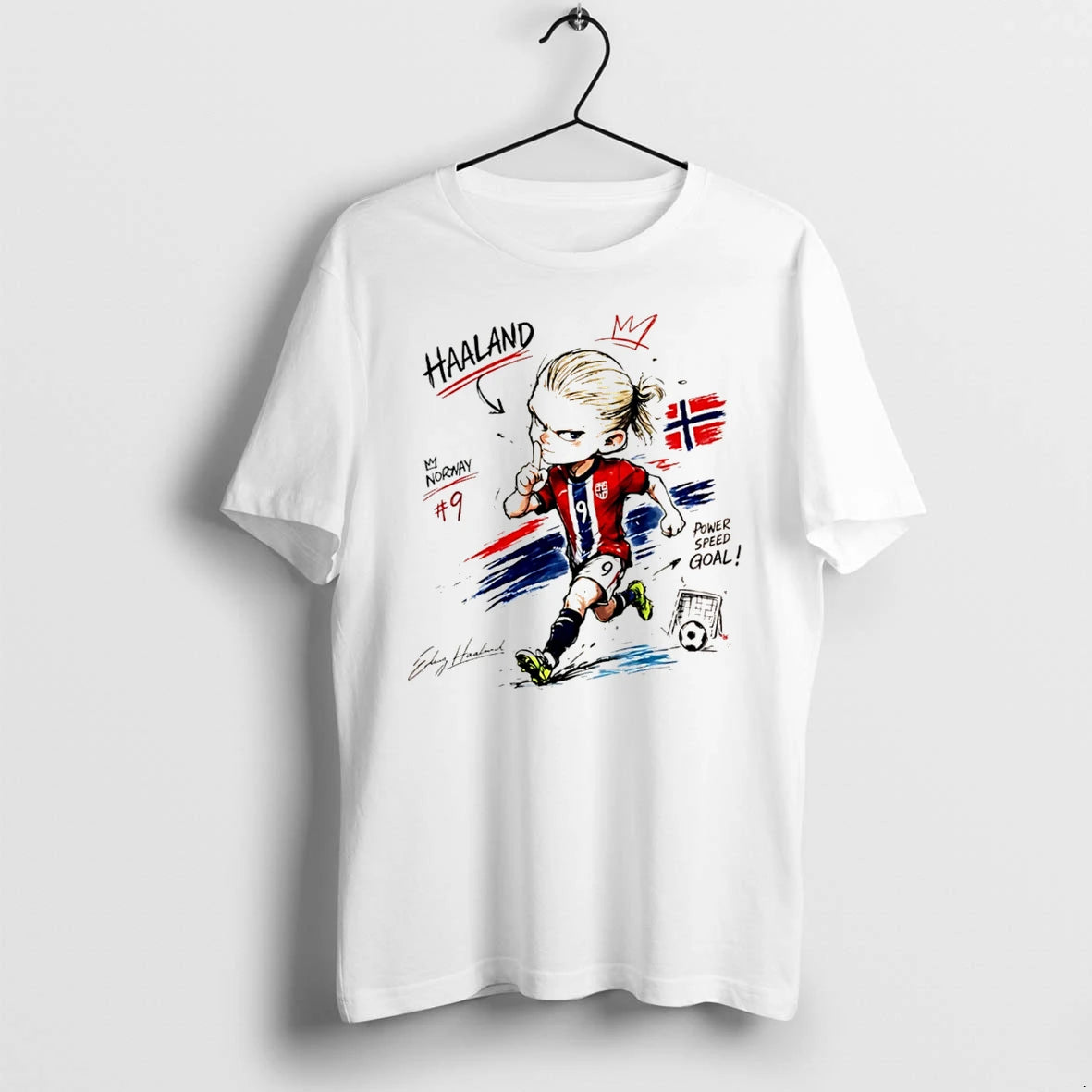 Officials Erling Haaland Norway No 9 Power Speed Goal Signature Tee Premium T Shirt