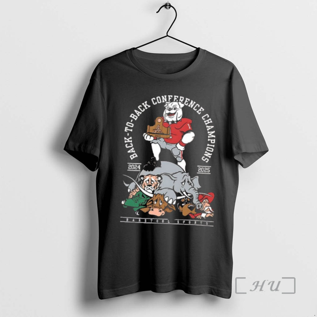 Officials Georgia Bulldogs Back To Back 2024 2025 Conference Champions 2 Sided Premium T Shirts