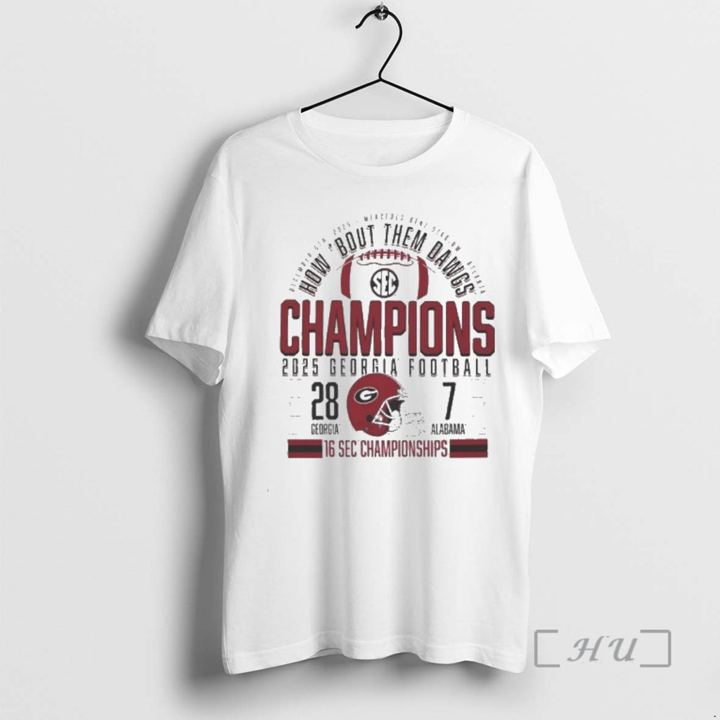 Officials Georgia Bulldogs Victory 28 7 Alabama 2025 Sec Football Champions Score Premium T Shirts