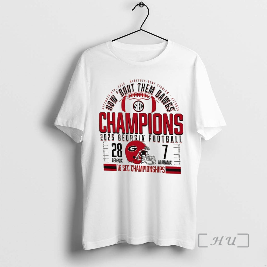 Officials Georgia Bulldogs How Bout Them Dawgs 2025 Sec Football Champions Score Premium T Shirts