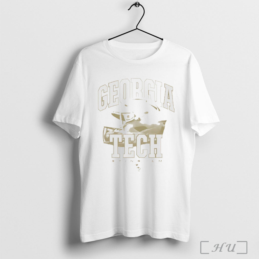Officials Georgia Tech Football Sting Em Helmet T Shirt
