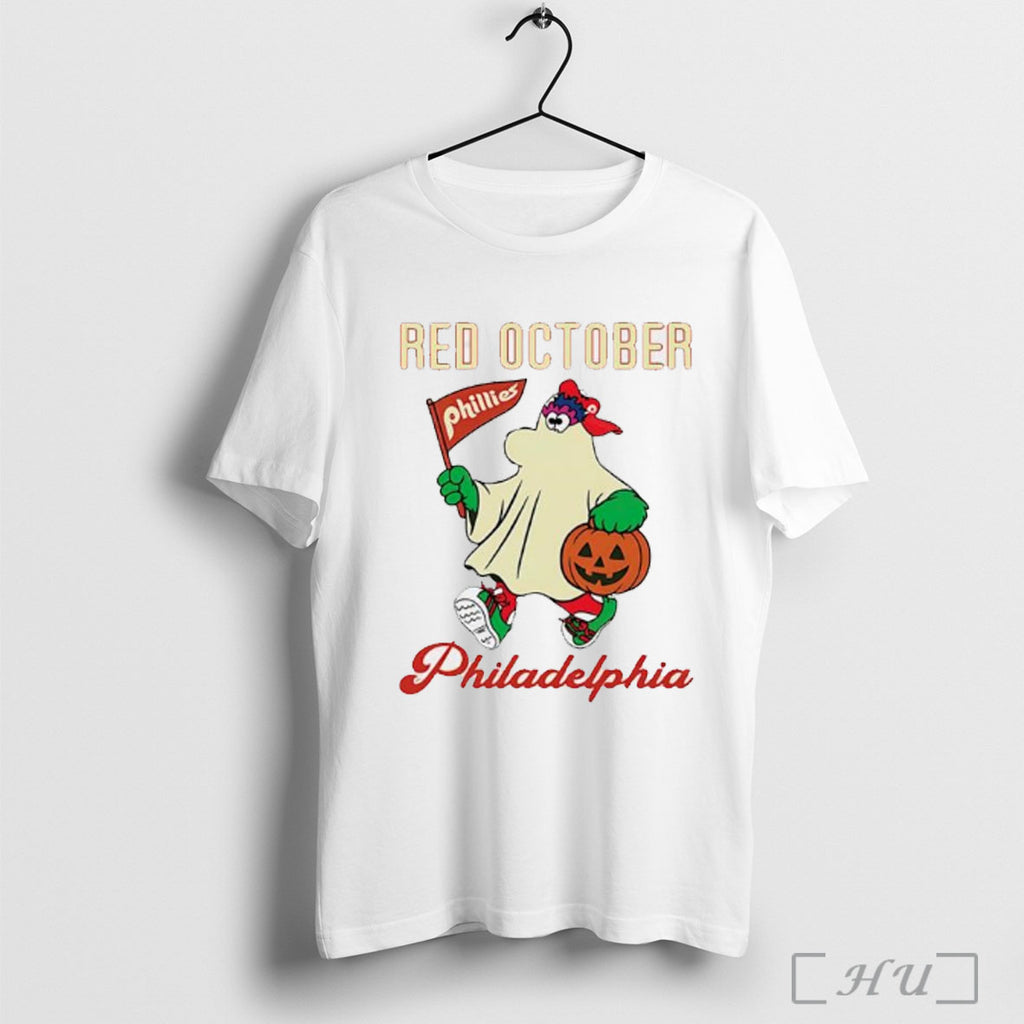 Officials Ghost Philadelphia Phillies Phanatic Red October Halloween T Shirt