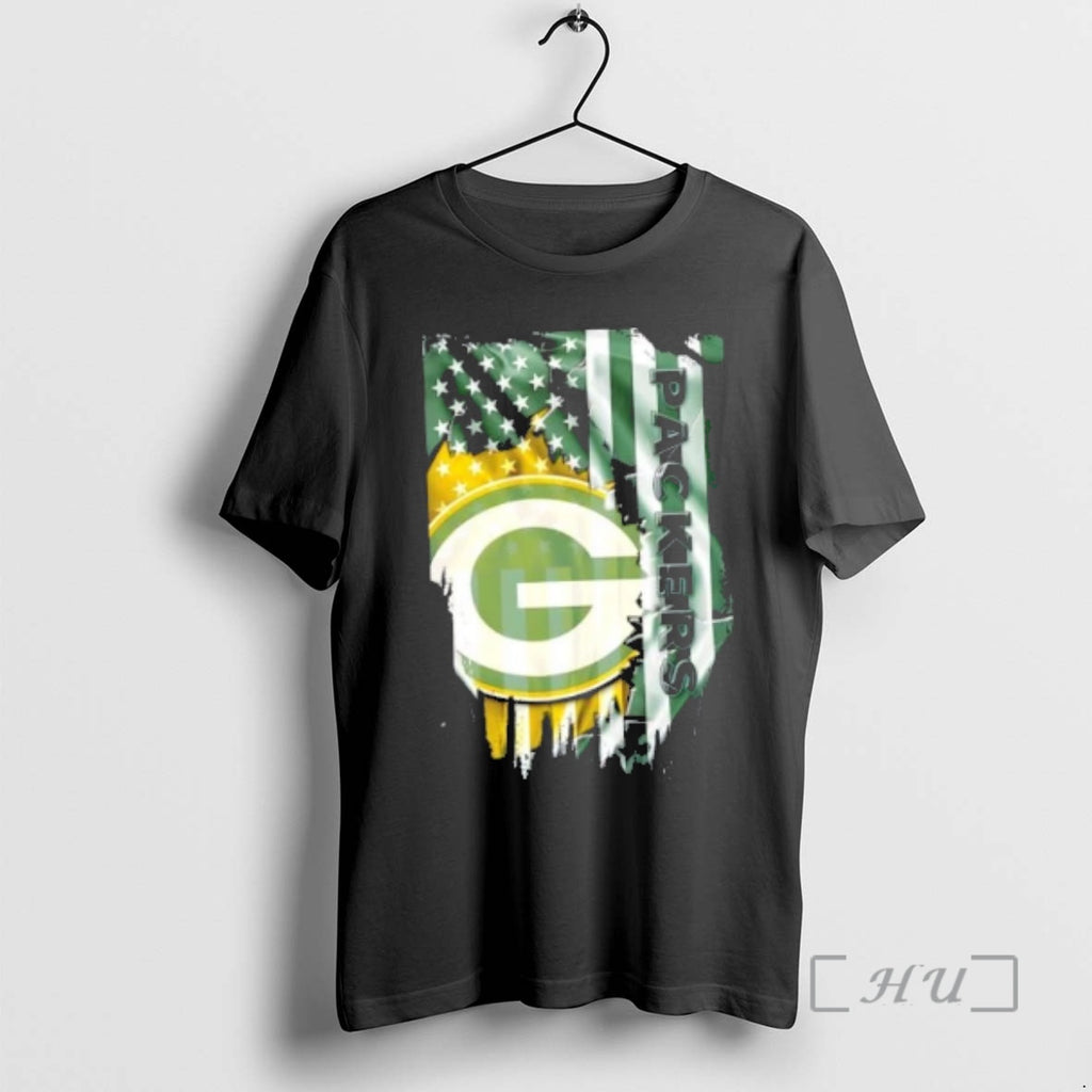 Officials Green Bay Packers Football X American Flag