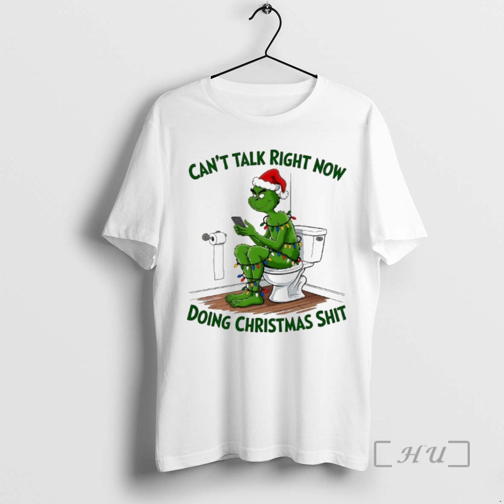 Officials Grinch On Toilet Cant Talk Right Now Doing Christmas Shit Premium T Shirts Sweater