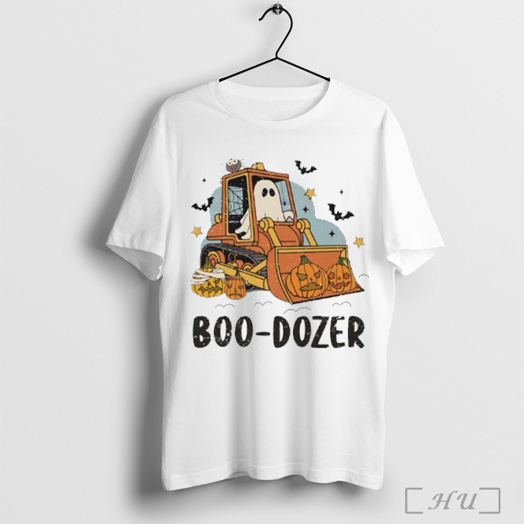 Officials Halloween Boo Dozer Ghost Bulldozer Pumpkin Costume Cute Spooky T Shirt