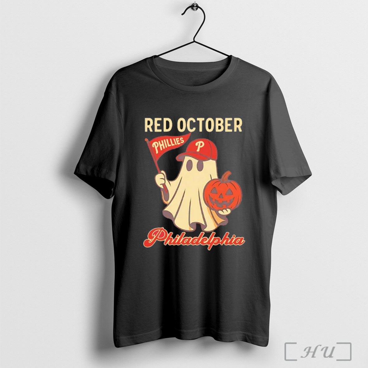 Officials Halloween Ghost Phillies Red October T Shirt