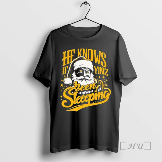 Officials He Knows If Yinz Been Sleeping Santa Claus T-Shirts, Hoodie, Sweatshirt | WearSparks.com