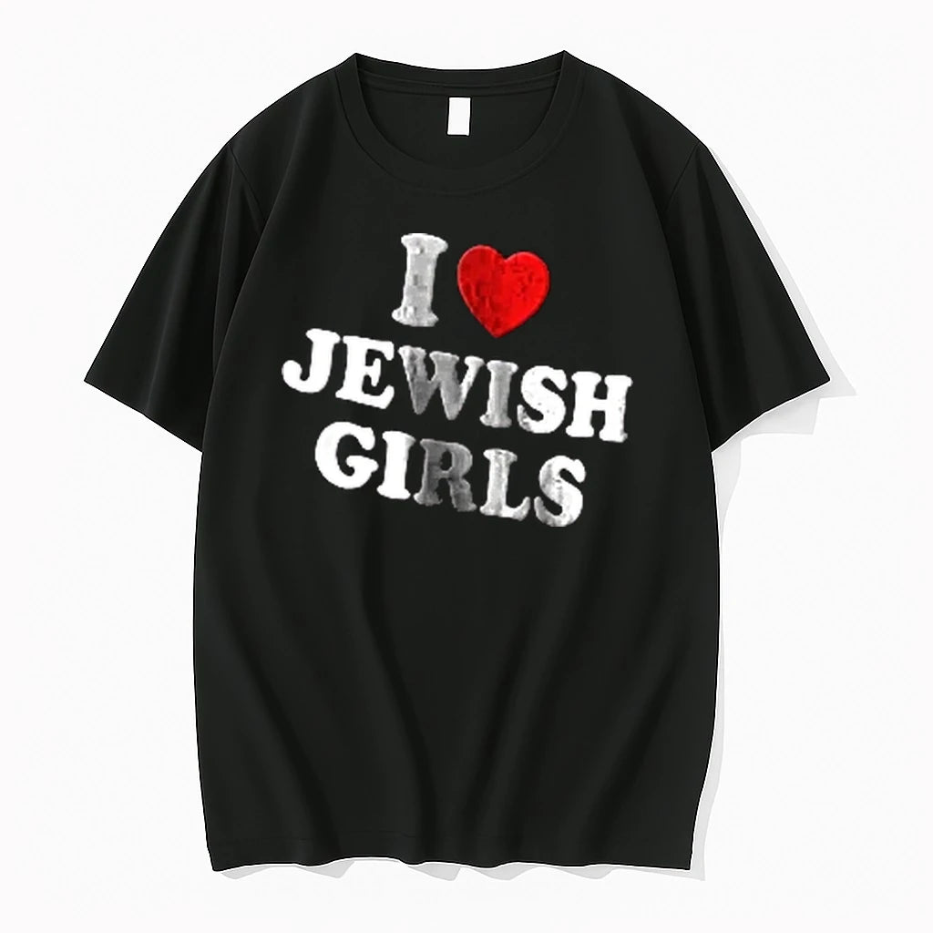 Officials I Love Jewish Girls Red Heart Icon White Bold Typography Text Men