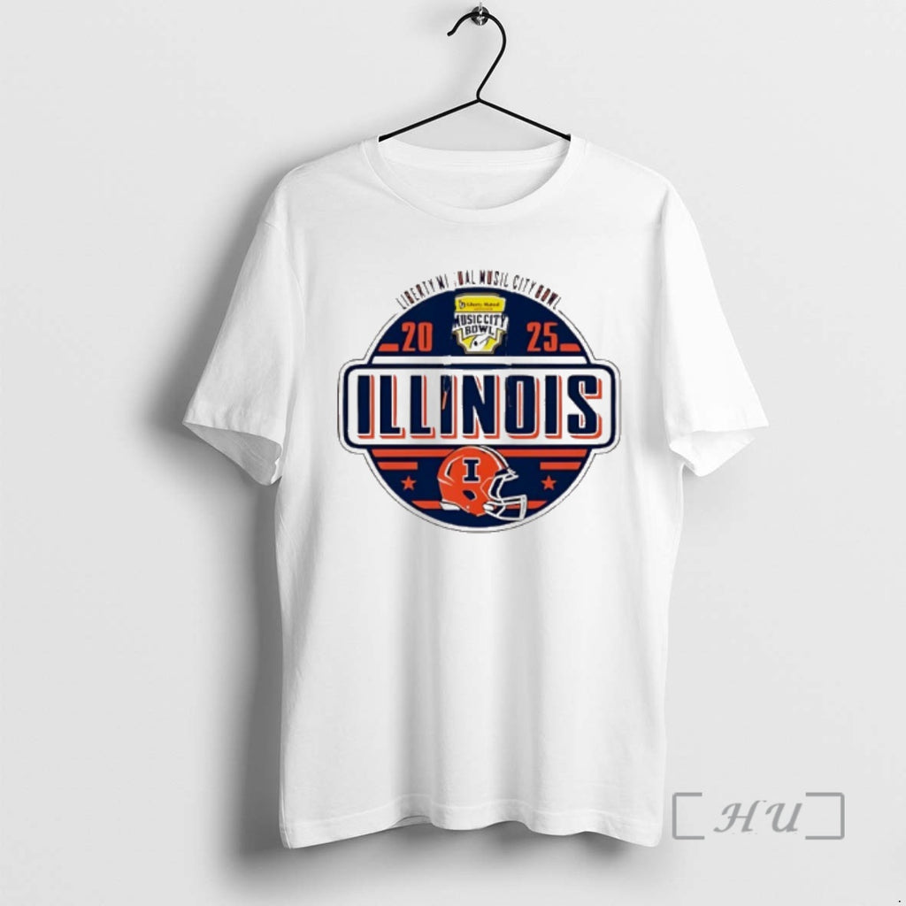 Officials Illinois Fighting Illini 2025 Liberty Mutual Music City Bowl Logo Premium T Shirts Sweater