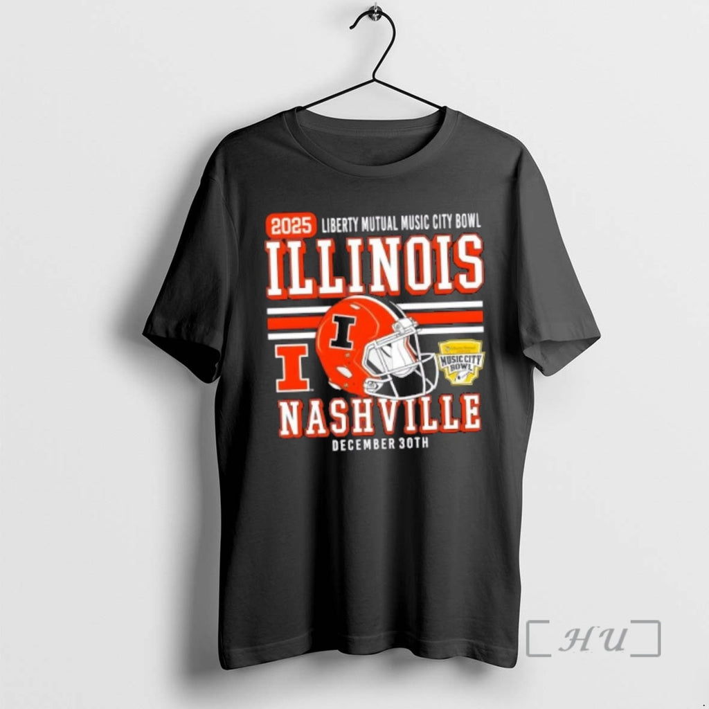 Officials Illinois Fighting Illini Football Adult 2025 Liberty Mutual Music City Bowl Premium T Shirts
