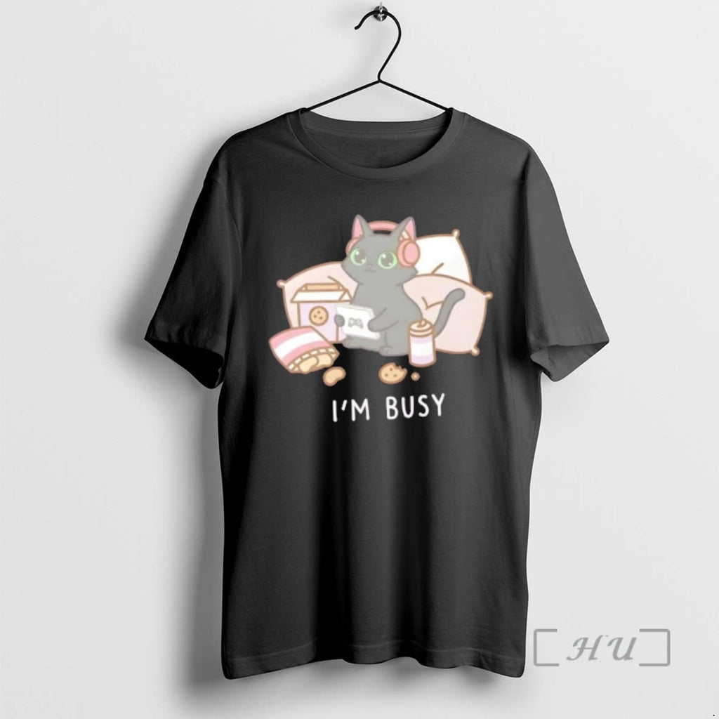 Officials Im Busy Gamer Cat Cute Black Kitty