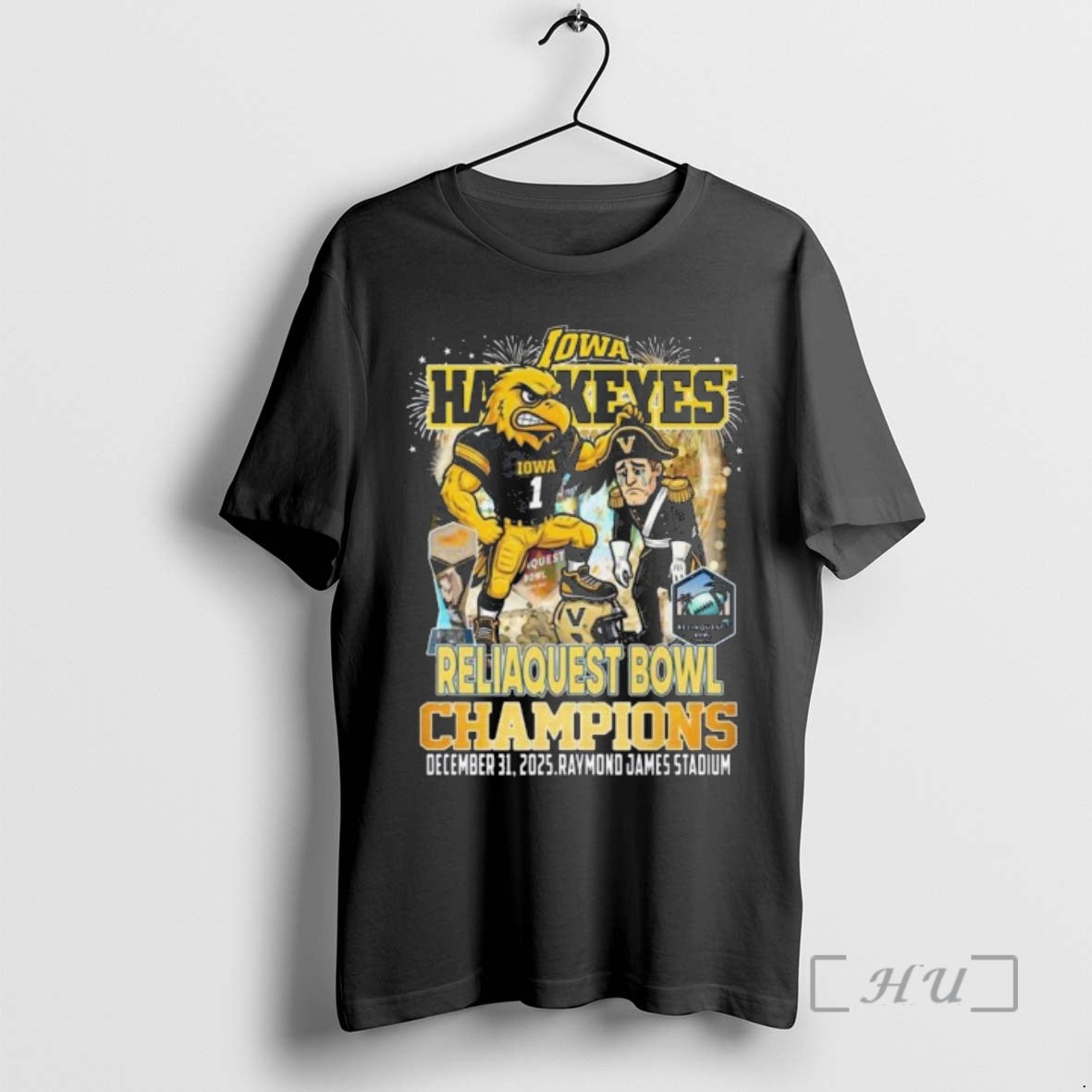Officials Iowa Hawkeyes Reliaquest Bowl Champions 2025 Mascot T-Shirts, Hoodie, Sweatshirt | WearSparks.com