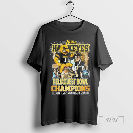 Officials Iowa Hawkeyes Reliaquest Bowl Champions 2025 Mascot T-Shirts, Hoodie, Sweatshirt | WearSparks.com