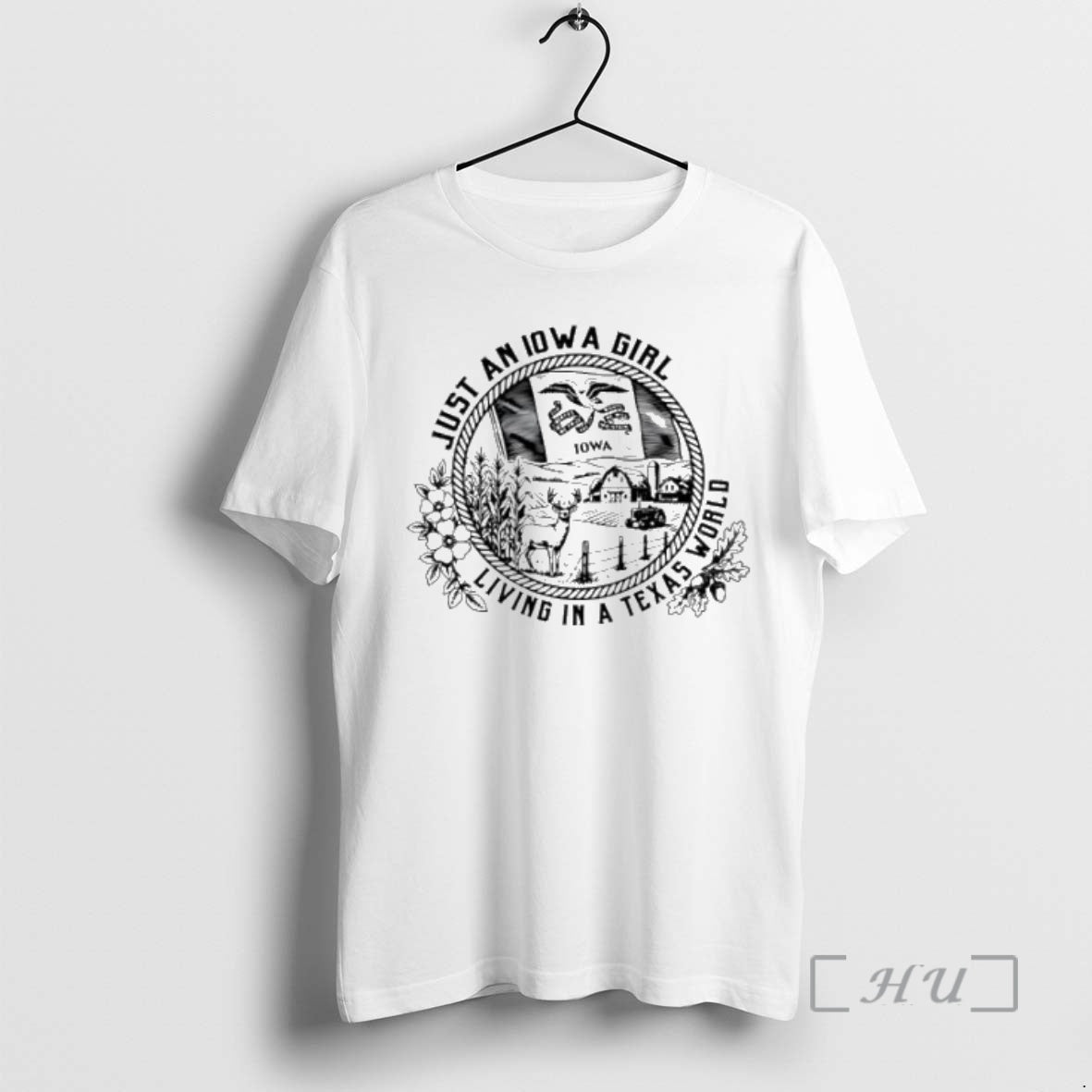Officials Just An Iowa Girl Living In A Texas State Characteristic Womens Premium T Shirts