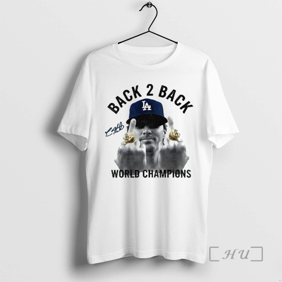 Officials Kike Hernandez Middle Finger Back 2 Back World Series Champs 2025 Signature Premium