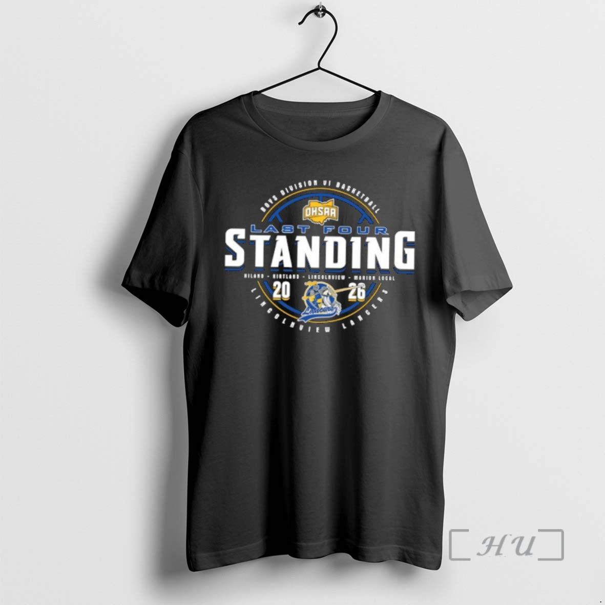 Officials Lincolnview Lancers 2026 Ohsaa Boys Basketball Division 6 Last Four Standing Premium T Shirts