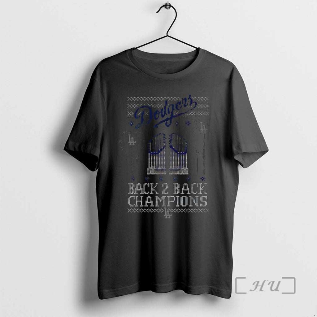 Officials Los Angeles Dodgers Back 2 Back Champions Trophy 8bit Game Style Premium T Shirts